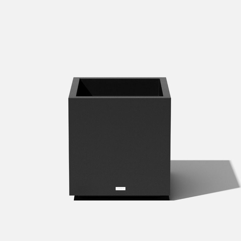 Veradek Block Series Cube Medium 22" Plastic Planter - Black