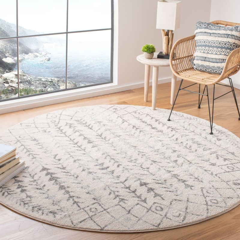 Tulum TUL262 Power Loomed Area Rug - Ivory/Grey - 9' round - Safavieh.