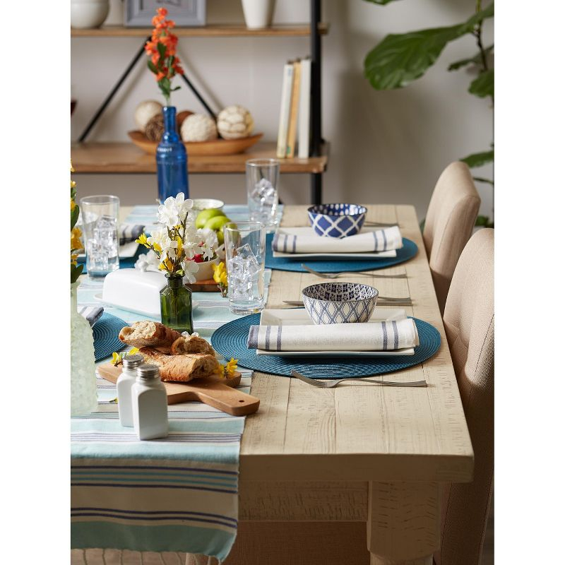 DII Solid Woven Placemat Set 6 Piece, Storm Blue, 15" Dia