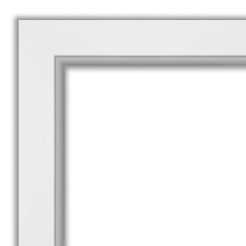 Amanti Art 33" x 27" Eva White Silver Framed Bathroom Vanity Wall Mirror: Modern Rectangular, Wall-Mounted, Beveled Glass