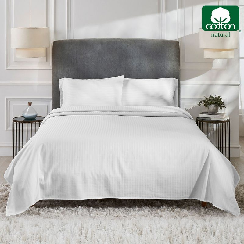 California Design Den - Soft 100% Cotton Sheets Stripe - Bright White, King