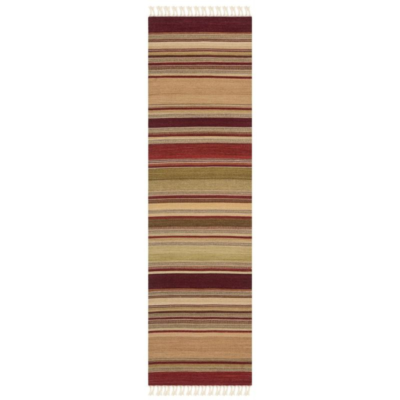 Striped Kilim STK313 Hand Woven Indoor Runner Rug - Red - 2'3"x8' - Safavieh