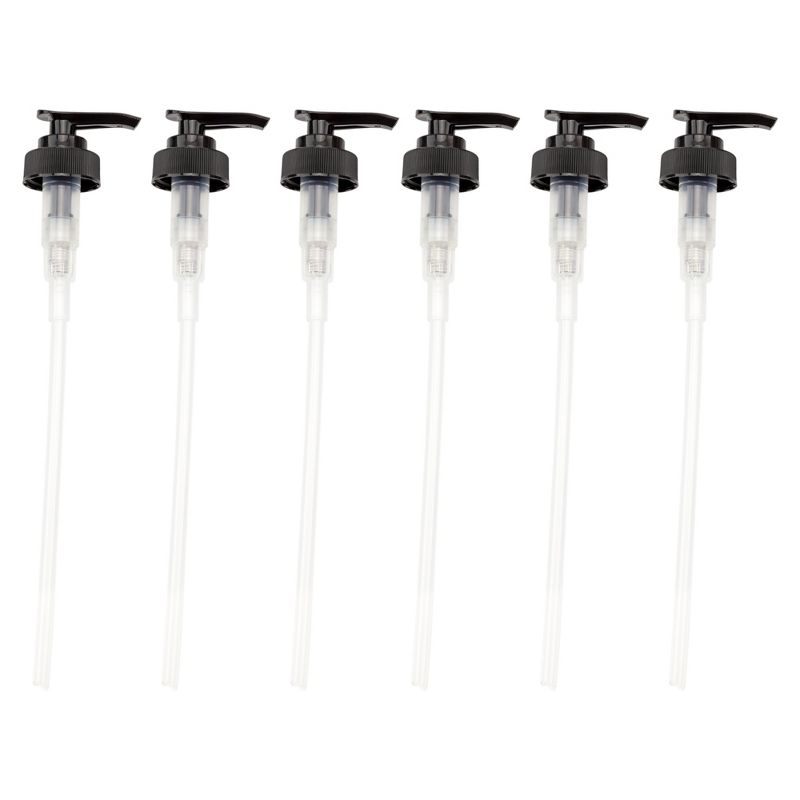 Cornucopia Brands 28-400 Replacement Pumps for Soap Dispensers/Lotion Bottles 6pk; Black Plastic w/ Long 8IN Dip Tubes