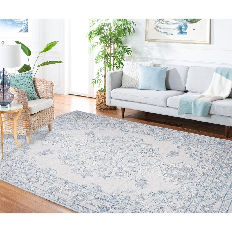 Martha Stewart Micro Loop - MSR3370 - Indoor Hand Woven Area Rugs - Light Blue/Ivory - 5'x8'
