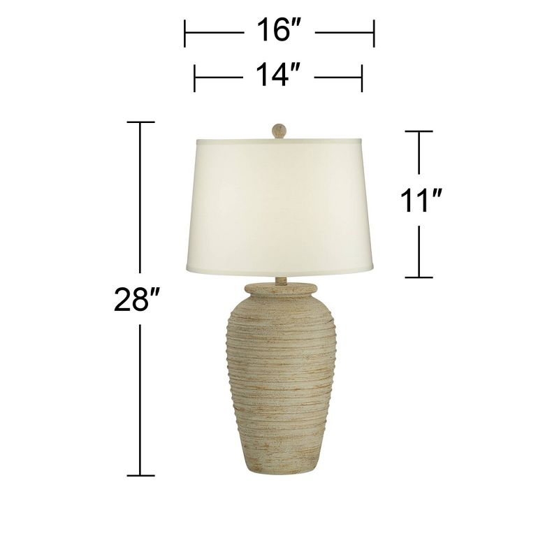 John Timberland Austin Rustic Table Lamp 28" Tall Sand Toned Cream Linen Drum Shade for Bedroom Living Room Bedside Nightstand Office Kids Family Home