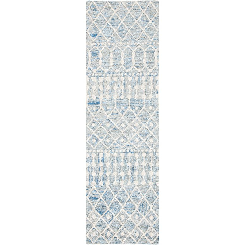 Blossom BLM115 Hand Tufted Runner Rug - Blue/Ivory - 2'3"x10' - Safavieh.