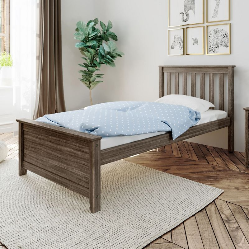 Max & Lily Twin Bed Frame with Headboard, Solid Wood Platform Bed for Kids, Clay