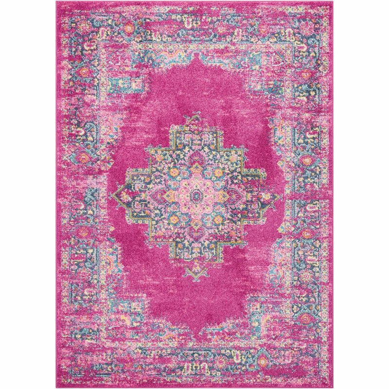 Nourison Passion Medallion Bohemian Indoor Rug Fuchsia 6'7" x 9'6"