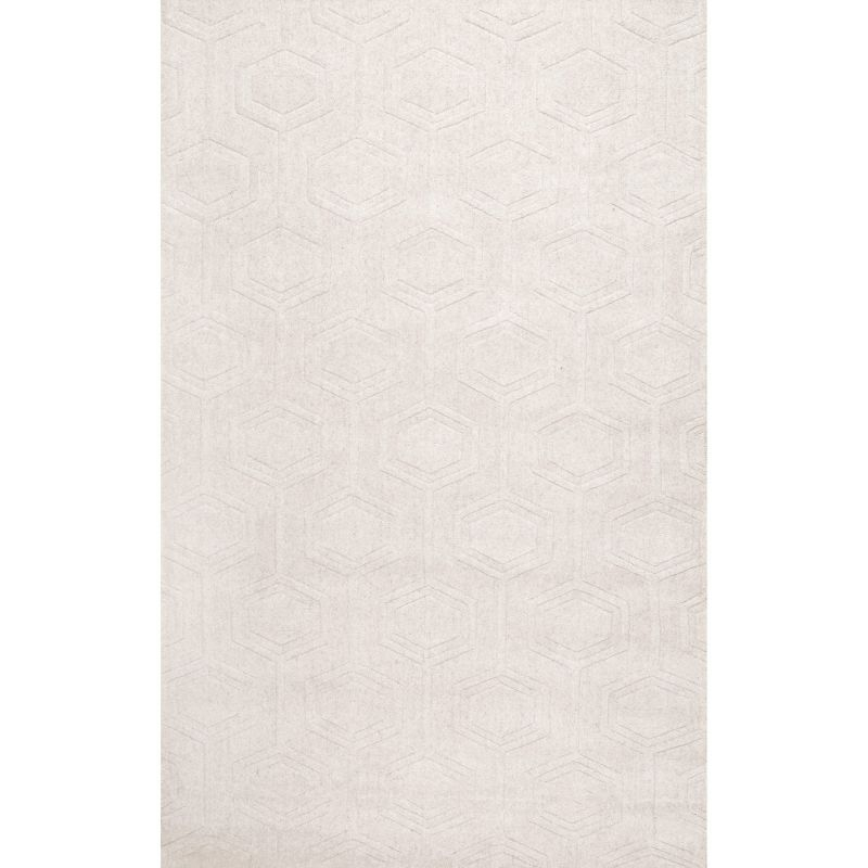 Nuloom Ambrose Geometric 6x9 Wool Indoor Area Rug for Living Room Bedroom Dining Room Kitchen, Ivory
