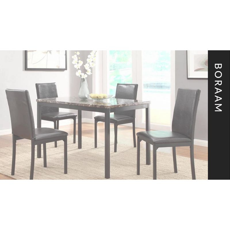 Set of 4 Arjen Dining Chairs Black - Boraam: Faux Leather, Metal Frame, Contemporary Style