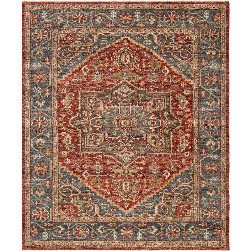 Samarkand SRK121 Hand Knotted Area Rug - Red/Blue - 8'x10' - Safavieh.