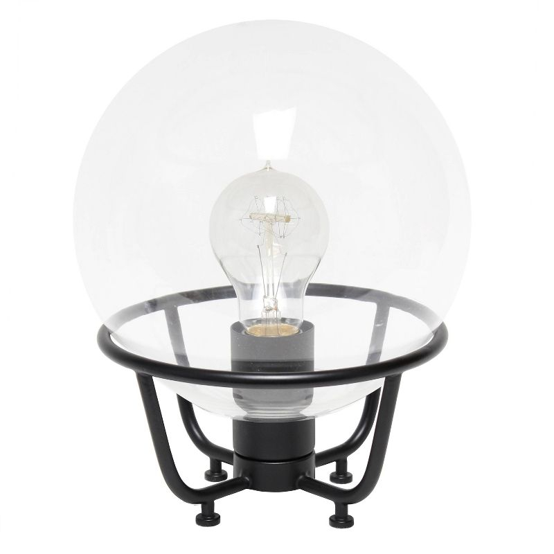 Lalia Home Old World Globe Glass Table Lamp Matte Black: No Assembly, UL Listed, Inline Switch