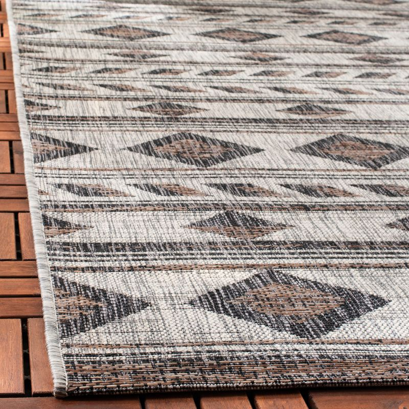 Courtyard CY8529 Power Loomed Indoor/Outdoor Area Rug - Grey/Black - 4'x4' - Safavieh.