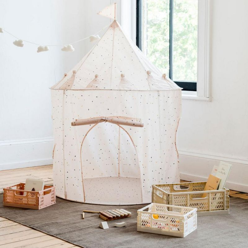 3 Sprouts Rectangular Recycled Plastic Foldable Crate (Medium Size) - Cream