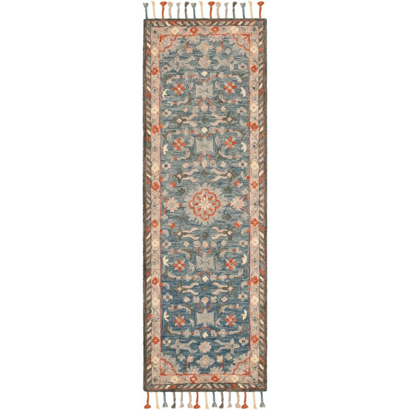 Aspen APN123 Hand Tufted Runner Rug - Blue/Rust - 2'3"x15' - Safavieh.