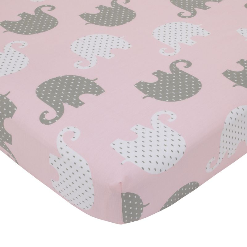 NoJo The Dreamer Pink and Grey Elephant 8 Piece Nursery Crib Bedding Set