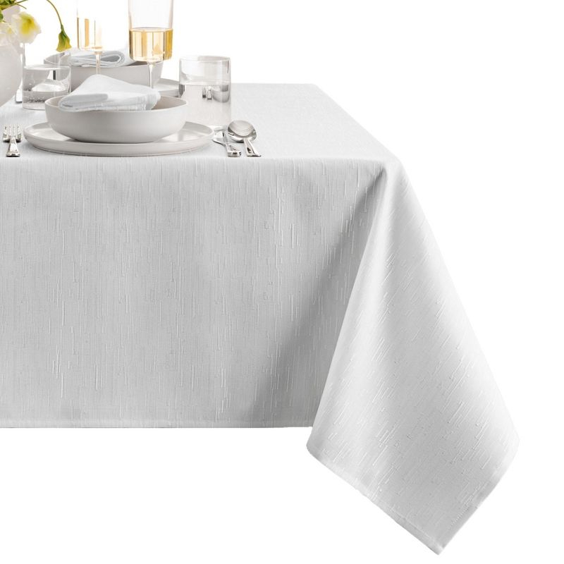 Continental Solid Texture Water and Stain Resistant Tablecloth - 60" x 84" Rectangle - White - Elrene Home Fashions