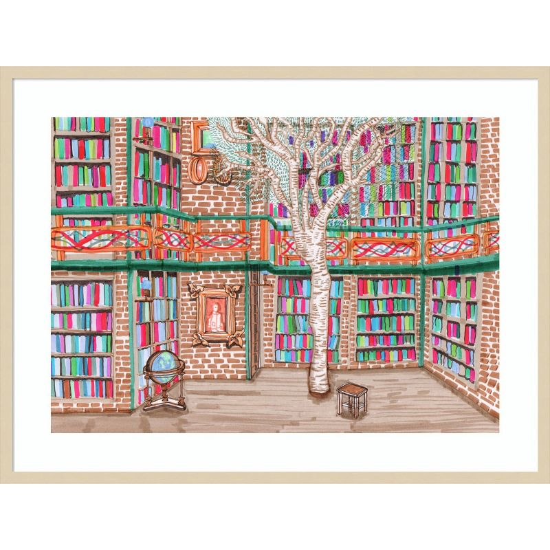 41" x 31" Tree Library by Charlotte Orr Wood Framed Wall Art Print - Amanti Art: Pine Print, Tween Decor