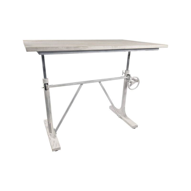 Carolina Living Brio Sit Or Stand Adjustable Desk Whitewash: Mango Wood Surface, Iron Frame, No Storage