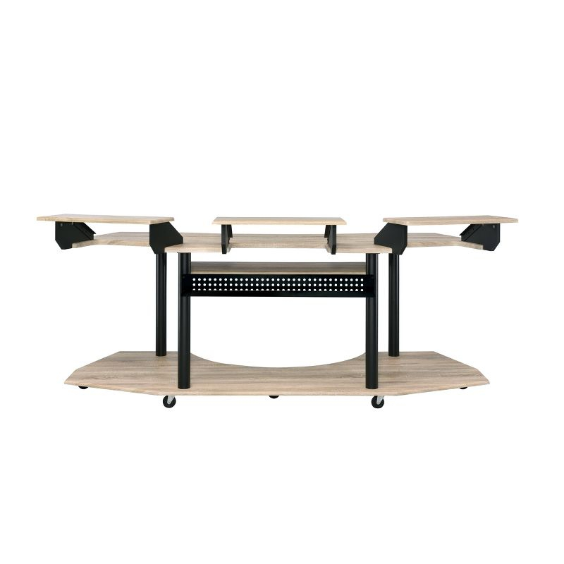 Acme Furniture Eleazar 3 Stands Computer Desk Natural Oak: Metal Frame, Veneer Surface, Hutch Storage