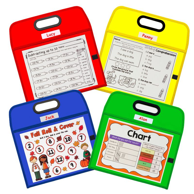 C-Line® Portable Dry Erase Pockets - Study Aid, Assorted Primary Colors, 10 x 13, 1/EA