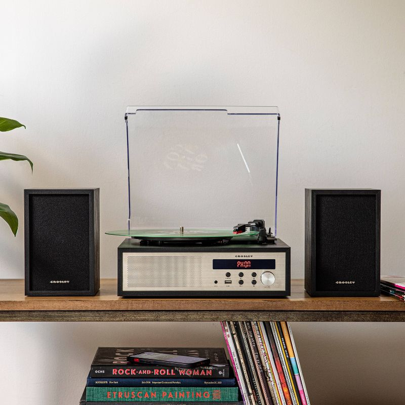 Crosley Sloane Shelf System Vinyl Record Player - Black