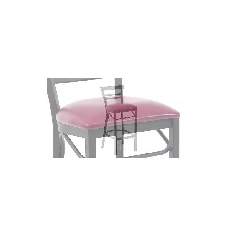 Flash Furniture HERCULES Series Black Two-Slat Ladder Back Metal Restaurant Barstool - Mahogany Wood Seat