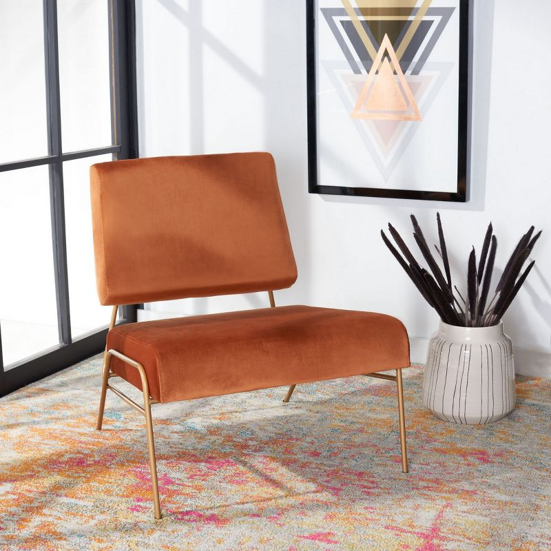 Romilly Velvet Accent Chair - Sienna/Gold - Safavieh