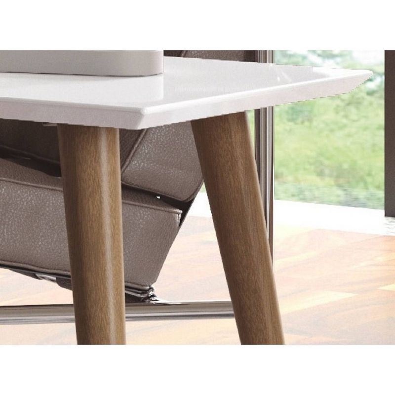 11.81" Utopia High Gloss White Coffee Table with Splayed Legs - Manhattan Comfort: Mid-Century Modern Design