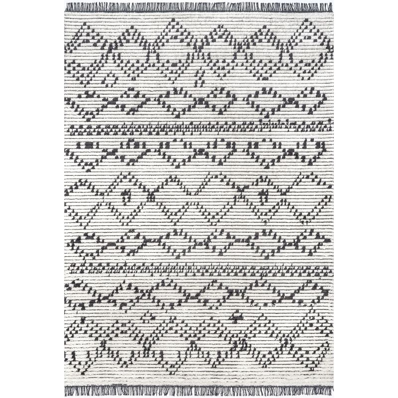 Nuloom Jaycee Moroccan 4x6 Shag Indoor Area Rug for Living Room Bedroom Dining Room Nursery Kitchen, Beige/Ivory