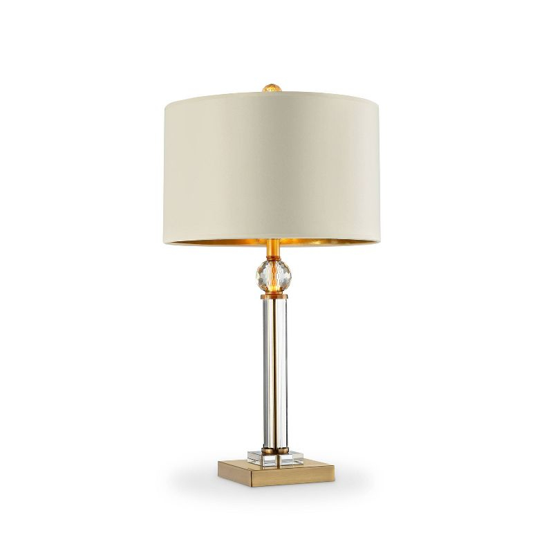 29.5" Traditional Metal Table Lamp with Crystal Accents Gold - Ore International: Elegant Linen Shade, UL Listed