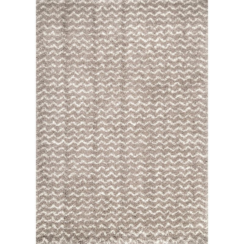 Nuloom Cuellar Striped 8x10 Shag Indoor Area Rug for Living Room Bedroom Dining Room Nursery, Cream/Ivory