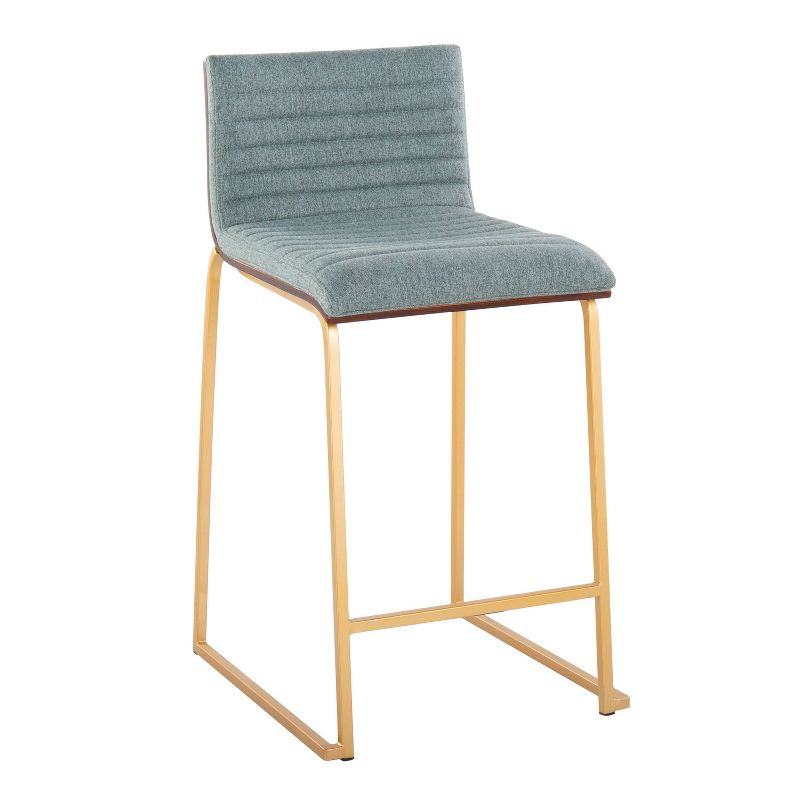 Set of 2 Mason Mara Counter Height Barstools Gold/Walnut/Green - LumiSource