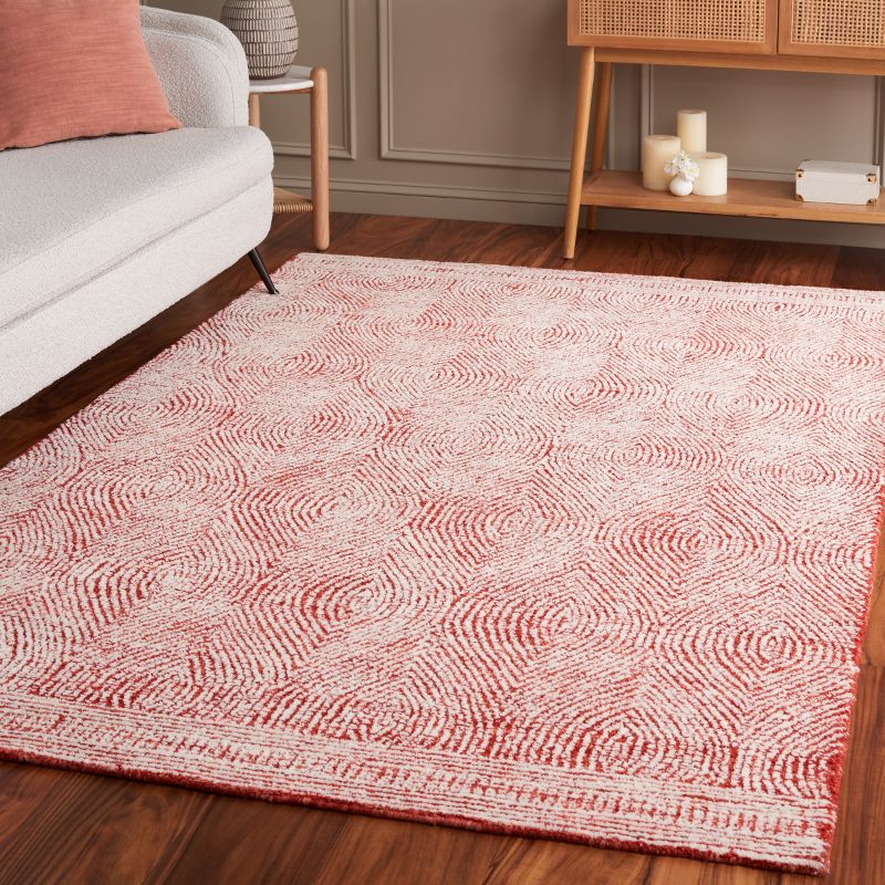 Abstract ABT340 Handmade Indoor Area Rug - Ivory/Red - 4'x6' - Safavieh