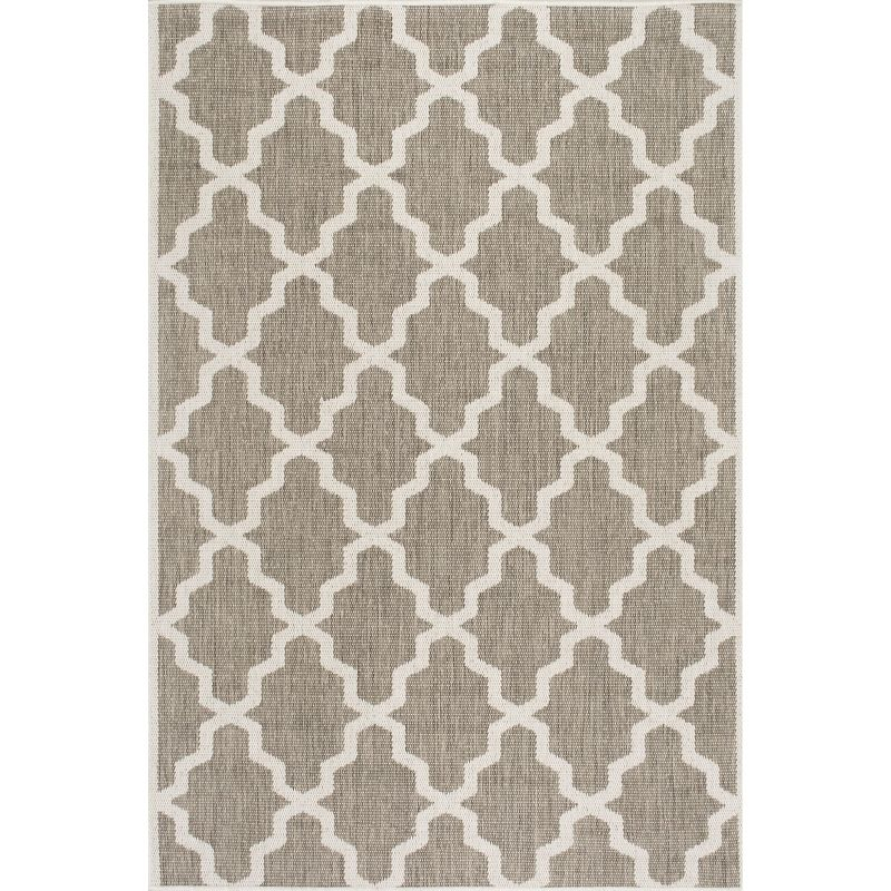 Nuloom Gina Trellis 4x6 Indoor/Outdoor Area Rug for Living Room Patio Deck Front Porch Kitchen, Taupe/Ivory