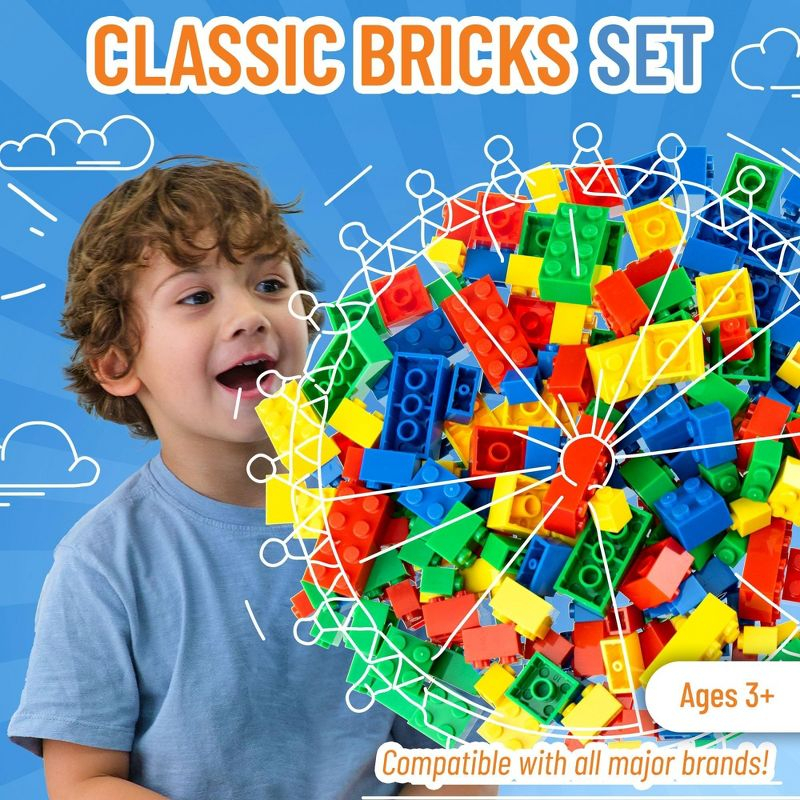 Strictly Briks Toy Building Block Starter Kit, Blue, Green, Red, and Yellow, 216 Pieces, 100% Compatible with All Major Brick Brands