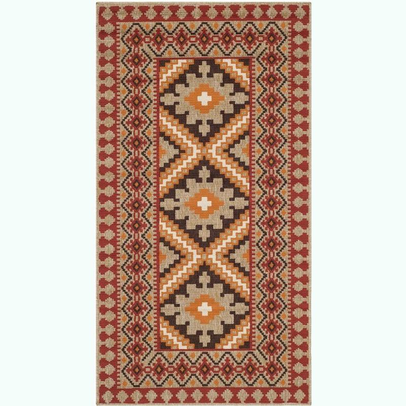Veranda VER099 Power Loomed Indoor and Outdoor Accent Rug - Red/Natural - 2'7"x5' - Safavieh.