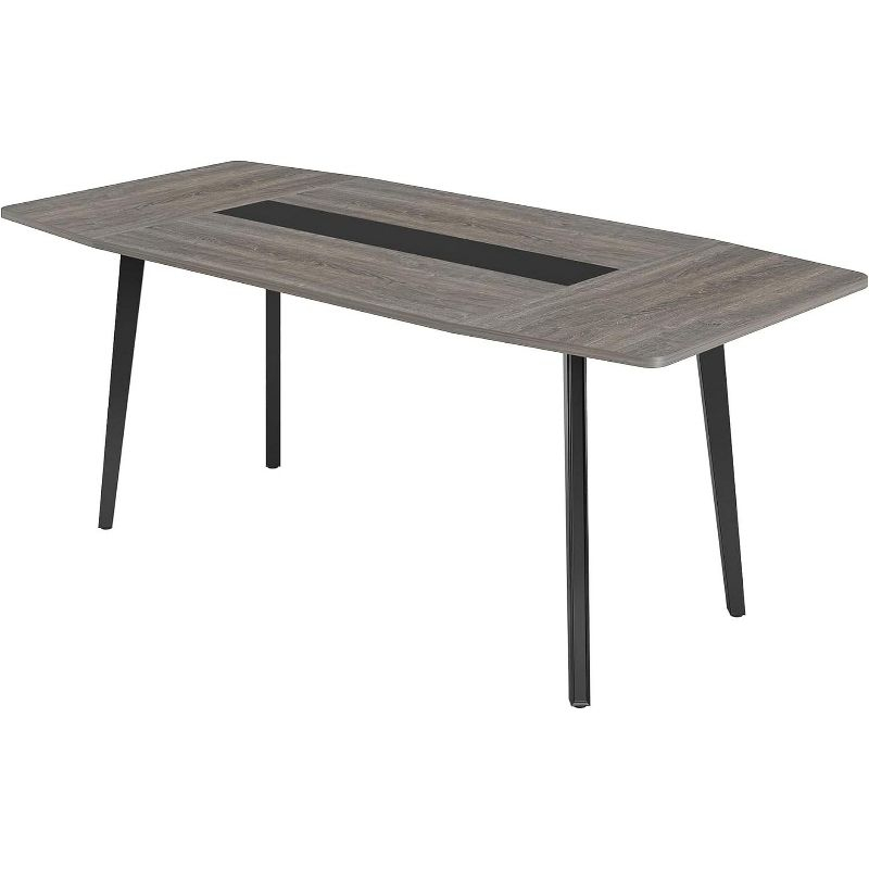 Tribesigns 6FT Conference Table, 70.86 Inches Boat Shaped Meeting Table, Modern Seminar Table for Office Meeting Room, Grey