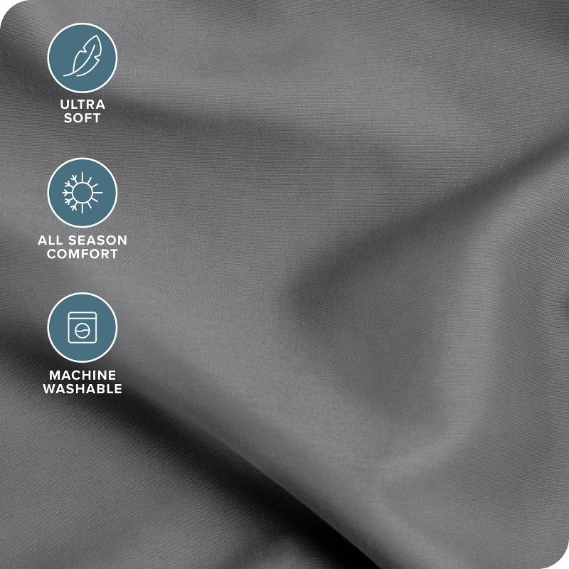 Twin Grey 22 Inch Extra Deep Pocket Sheet Set, Double Brushed Microfiber Sheets by Bare Home