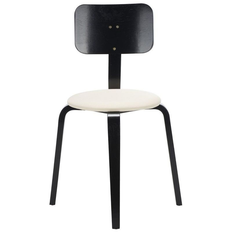 Jo Upholstered Stackable Dining Chair (Set Of 2) - Black/Creme - Safavieh