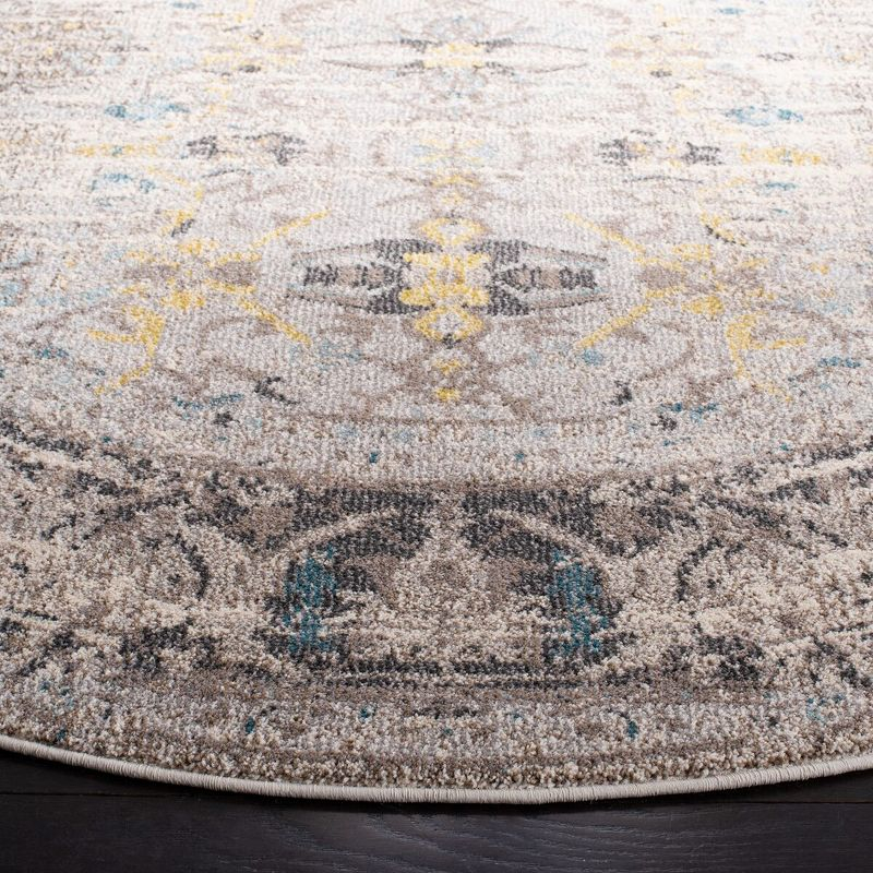 Monaco MNC209 Power Loomed Indoor Area Rug - Grey/Multi - 9' Round - Safavieh.