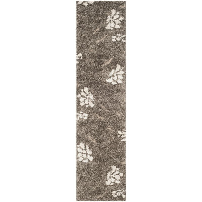 Florida Shag SG464 Power Loomed Runner Rug - Smoke/Beige - 2'3"x10' - Safavieh.