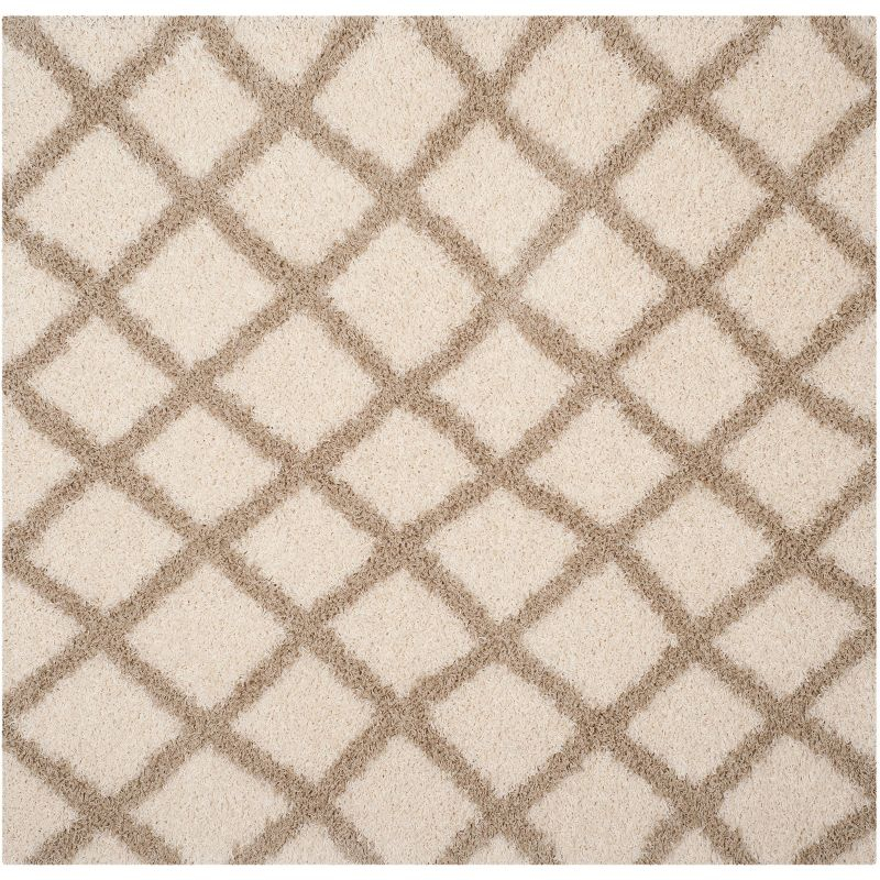 Dallas Shag SGD258 Power Loomed Area Rug - Ivory/Beige - 6'x6' - Safavieh.