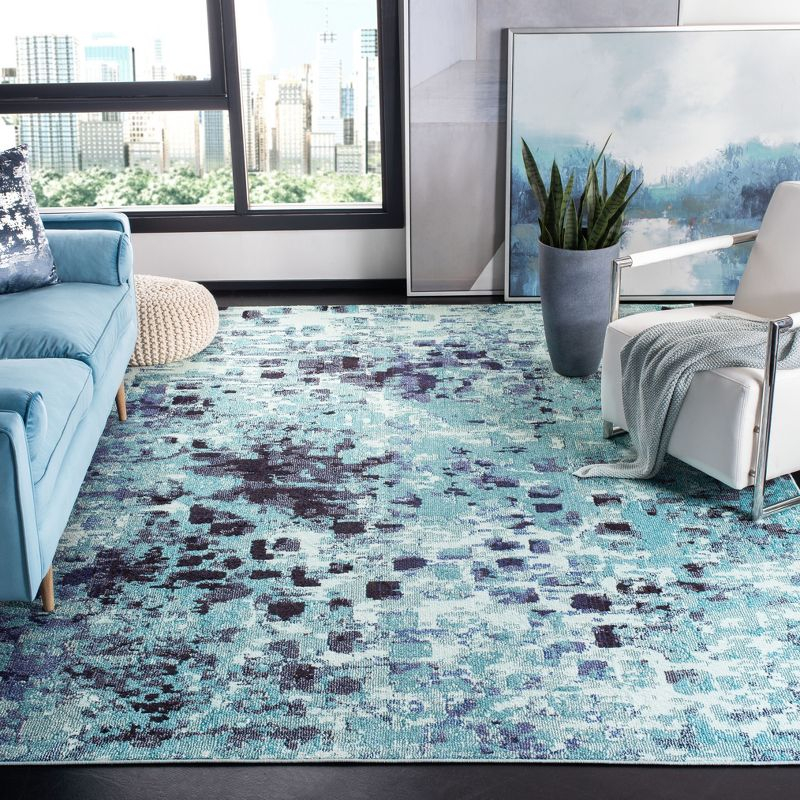 Madison MAD425 Power Loomed Indoor Area Rug - Turquoise/Navy - 8'x10' - Safavieh