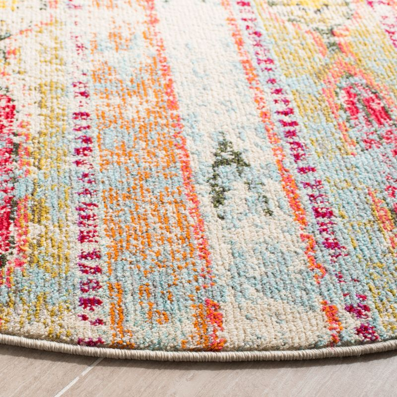 Madison MAD422 Power Loomed Indoor Accent Rug - Blue/Orange - 3' Round - Safavieh