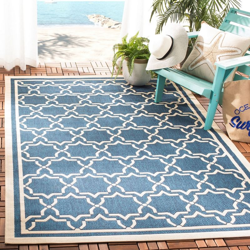 Courtyard CY6916 Power Loomed Indoor and Outdoor Accent Rug - Navy/Beige - 2'7"x5' - Safavieh