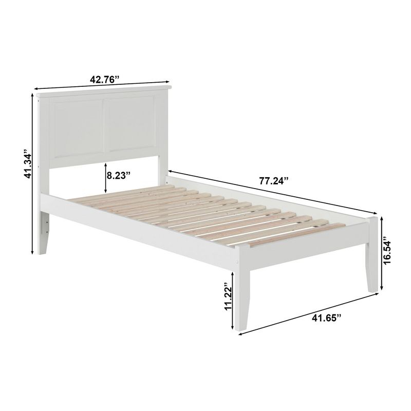 AFI Furnishings Madison Twin Platform Bed with Open Footboard and Turbo Charger in White