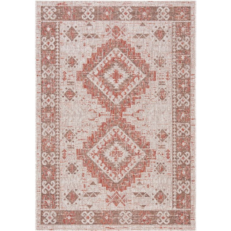 Courtyard CY8546 Power Loomed Indoor and Outdoor Area Rug - Beige/Red - 4'x5'7" - Safavieh