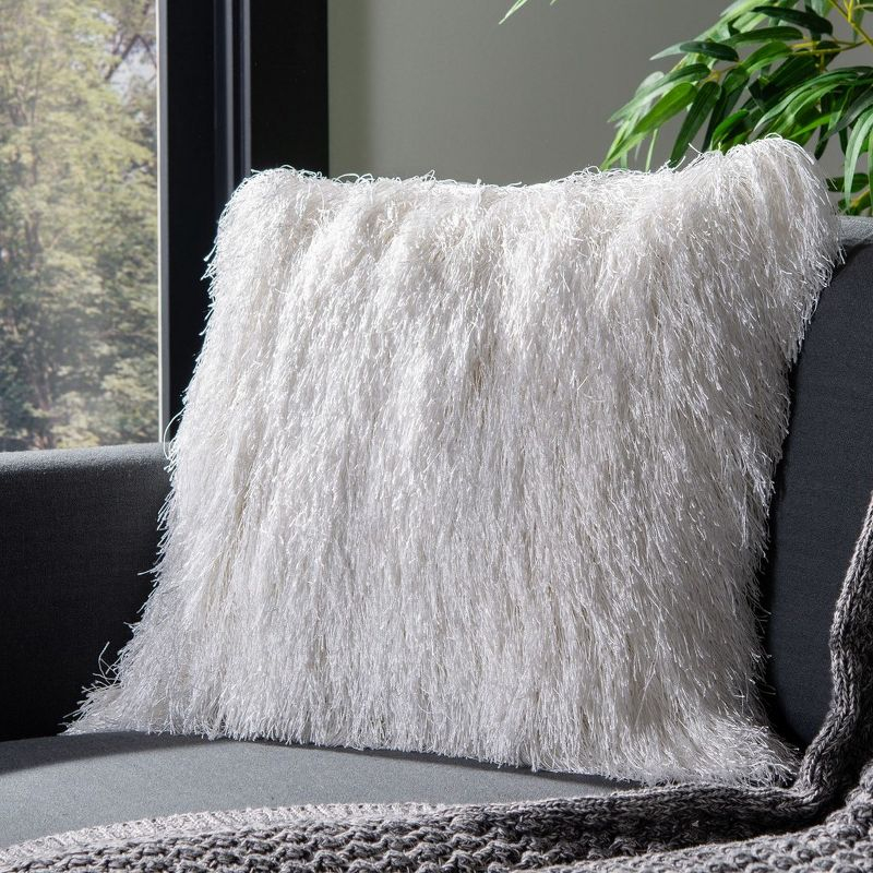 Indoor/Outdoor Shag Pillow - Pearl - 20"X20" - Safavieh