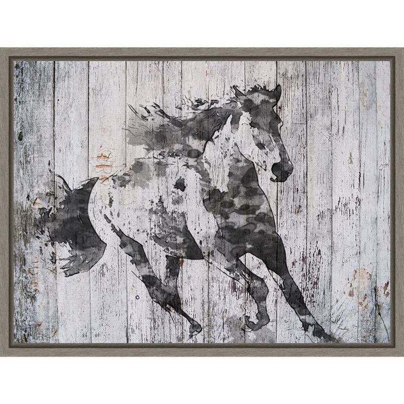 Amanti Art Running Black Horse by Irena Orlov Canvas Wall Art Print Framed 24 x 18-in.